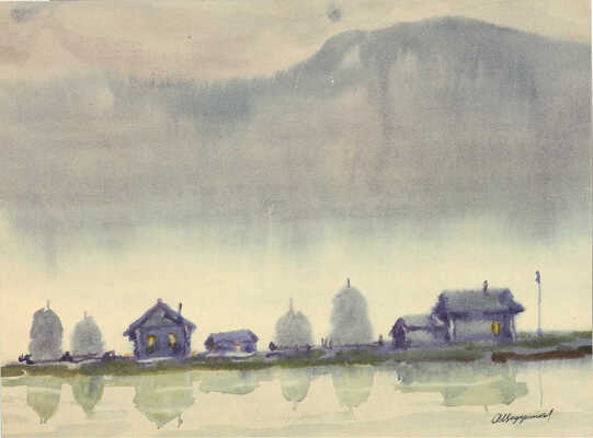 Ведерников Александр Семенович. Пейзаж (на оборотной стороне городской вид)